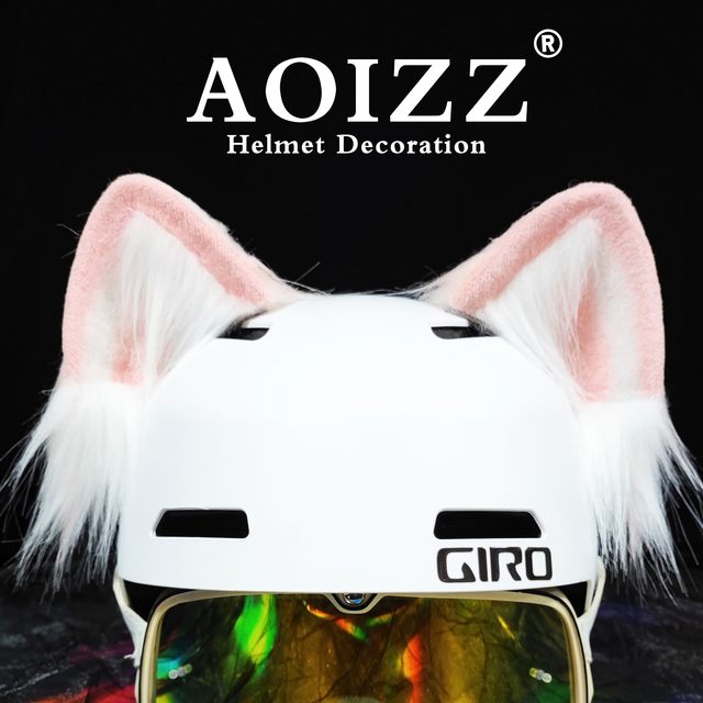 AOIZZ helmet ears motorcycle ski riding balance car cute cat ears helmet decorative accessories