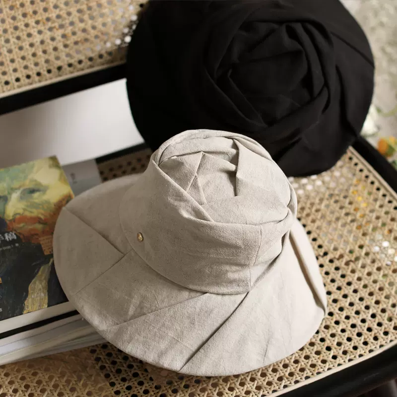 Lion 鈍感褶皺薔薇漩渦棉麻漁夫帽盆帽遮陽帽春夏