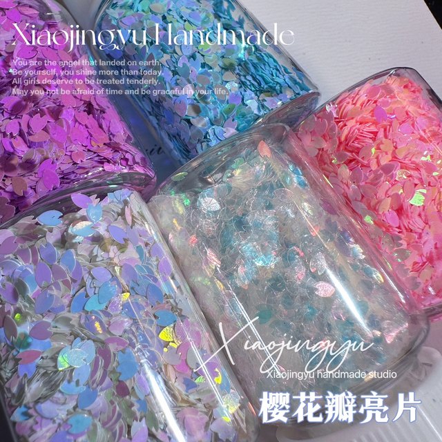 Little whale diy flow linen material cherry blossom petals leaves sequins nail art glue petals glitter quicksand decoration materials