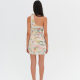 For Love and Lemons 24 spring and summer new style pleated chiffon printed one-shoulder dress