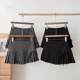 Korean American style design bow tie pleated skirt for women in spring and autumn new high-waisted slim A-line skirt