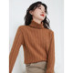 Pumpkin color turtleneck sweater for women 2025 new winter thickened inner knitted top pile collar base shirt