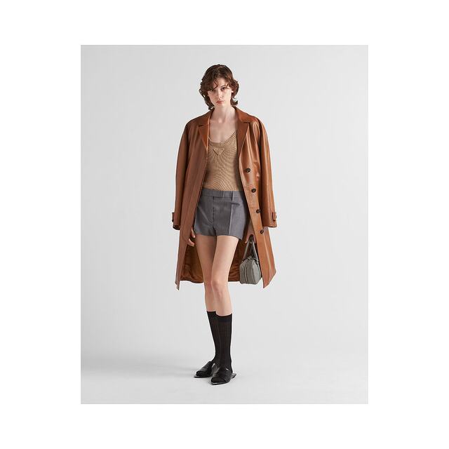 European Direct Mail PRADA (Prada) Women's Soft Sheep Leather Coat Trench Coat Classic
