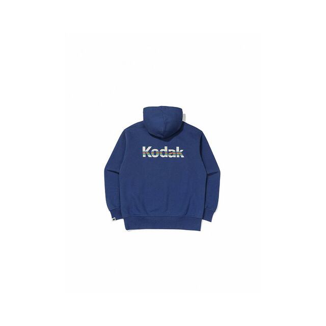 Korean direct mail Kodak clothing RAINBOW SEMI Overfit hooded T -shirt blue loose
