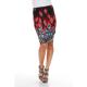 Self-operated white mark red peacock feather printed pencil skirt - red peacock [American Ole
