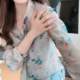 2025 spring and summer new style Hong Kong style temperament design sense floral shirt feminine white and slim long-sleeved shirt for women