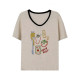 American retro V-neck short-sleeved T-shirt for women in summer new white and gray bamboo joint cotton slim design top