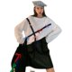 Flower Demon Original Niche Autumn Retro French Texture Flowers Ruffle Pocket Black Skirt High Waist A-line Skirt