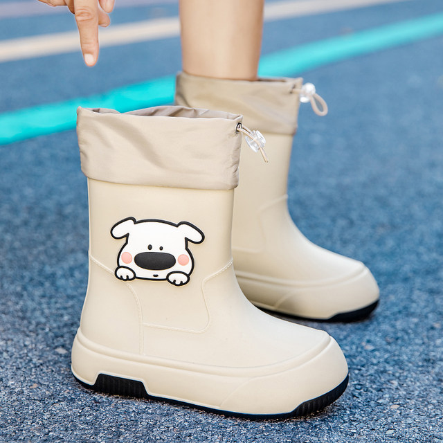 Japanese cute rain boots for women new fashion lightweight rain boots plus velvet adult ladies water shoes waterproof non-slip rubber shoes
