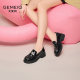Gomeqi British style small leather shoes for women versatile black loafers 2025 spring new thick-soled women's shoes jk single shoes