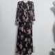Nj mulberry silk screen eye V -neck cuff dressing mid -long skirt A -line skirt 5012 Mom is elegant

