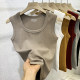 2025 new summer breast-covering sleeveless vest threaded cotton slim fit and slim front shoulder square collar collar tight body