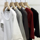 2025 spring and summer new women's mid-sleeved T-shirt with low round neck slim fit and slim temperament inside with five-point sleeve thread top