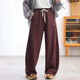 2025 spring loose casual straight-leg pants for women sickle embroidered smiling face simple and versatile to make them look slim and tall wide-leg pants large size