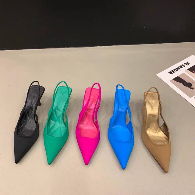 Large size women's shoes 41-43 wide fat high heels for women's autumn and winter new pointed toe shoes low heels black 42 sandals