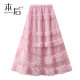 1276 Heavy Industry Sweet Lace Cake Skirt Skirt Spring and Summer Women's Long Skirt Gauze Skirt High Waisted Wooden Earring Mesh Skirt