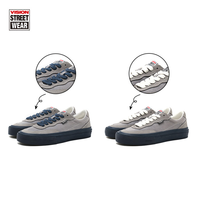 VISION official FLAT TOP gray low top classic fur canvas shoes for men ...