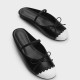 CHARLES/KEITH summer women's shoes CK1-71720069 flat bow color-blocked half-slippers for women
