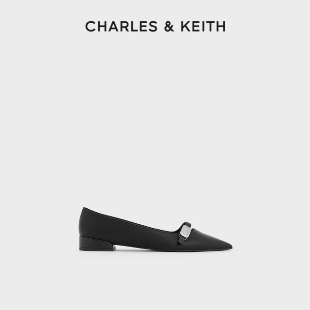 
CHARLES/KEITH summer women's shoes CK1-70381060 metal buckle flat-soled pointed ballet shoes single shoes