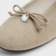 CHARLES/KEITH25 Summer New CK1-70900551 Tweed Bow Flat Sole Ballet Shoes