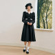 PIT retro temperament, elegant and simple slim dress for women 2024 autumn new little black skirt