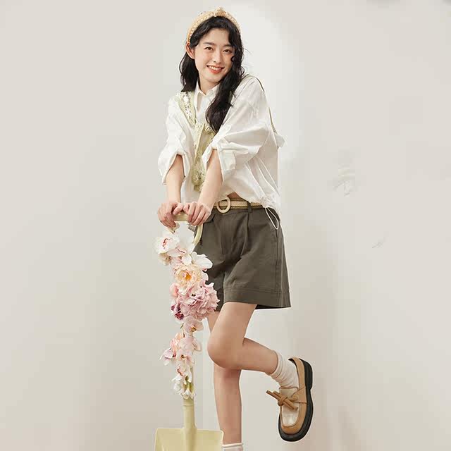 PIT retro drooping casual pants for women 2024 summer new slim straight wide-leg shorts