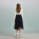 PIT retro versatile mid-length irregular black half-body gauze skirt high waist slim commuting daily design
