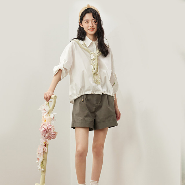 PIT retro drooping casual pants for women 2024 summer new slim straight wide-leg shorts