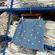 Denim short skirt for women in spring and summer new large size fat mm slim high waist A-line straight short skirt embroidery

