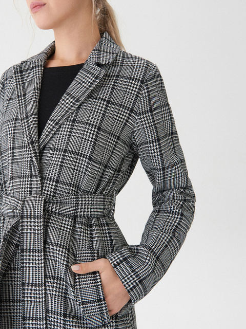 European and American classic plaid mid-length lace-up slim and fashionable casual OL windbreaker foreign trade original single women's clothing spring and autumn new style