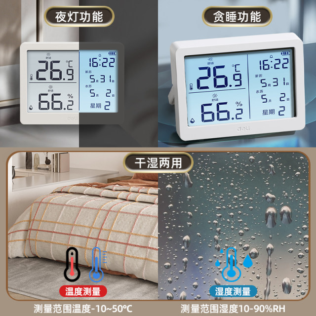 Delimal thermometer Wall -mounted electronic temperature and humidity meter indoor household use is high -precision precise baby room table CJ