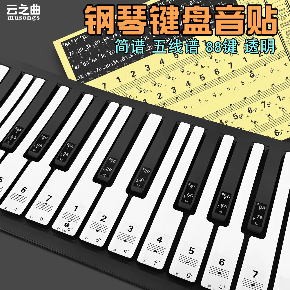 新款鍵鋼琴鍵盤貼紙61鍵電子琴按鍵貼五線譜簡譜音階琴鍵防護貼 Taobao 新款鍵鋼琴鍵盤貼紙61鍵電子琴按鍵貼五線譜簡譜音階琴鍵防護貼 Taobao