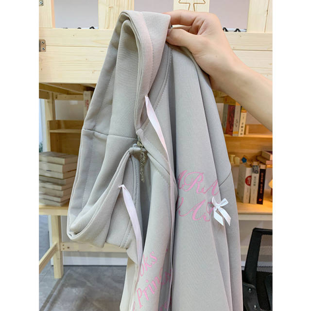 Cat ear hooded sweatshirt for women in autumn and winter oversize plush velvet thickened jacket loose lazy style cardigan top