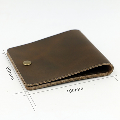 No name handmade bag original design handmade two-layer crazy horse leather wallet simple thin horizontal wallet universal