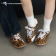 Talkative donkey Donkey leopard pattern moral training shoes female couple niche retro sports casual shoes autumn and winter brown racing shoes