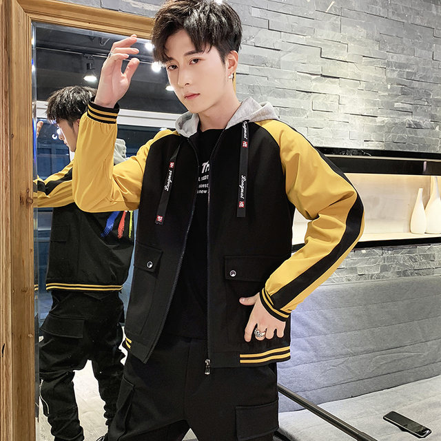 Spring and Autumn Men's Hooded Jacket Coat Korean Style Teen Sports and Casual Baseball Suit Jacket Couple Jacket Couple Jacket