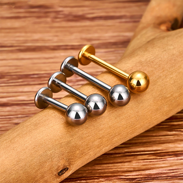 F136 medical titanium alloy earrings internal thread ear piercing medical grade material pin straight needle ear bone earring snail