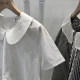 New summer white doll collar small loose women's shirt pullover short-sleeved cotton versatile women's top with large size