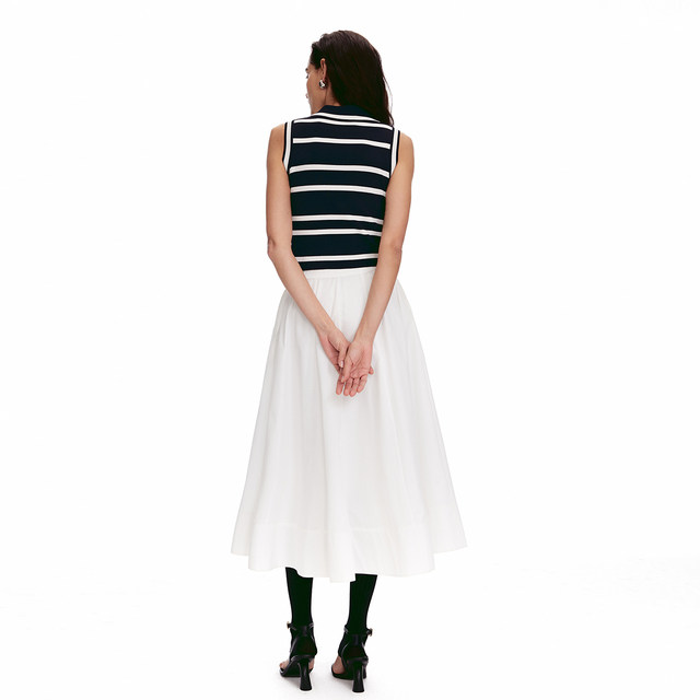 Vero Moda skirt for women 2025 summer new cotton solid color A-line slim midi skirt 325216022