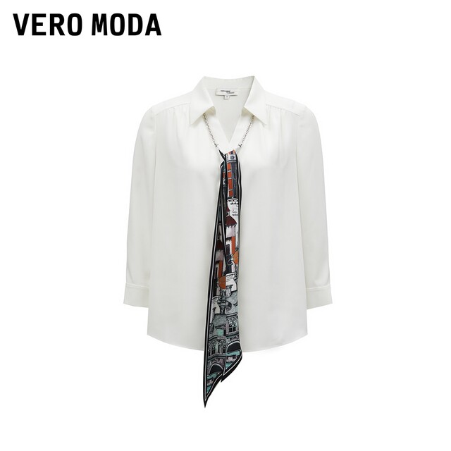 Vero Moda Shirt 24 Fall New Removable Chain Ribbon Cropped Sleeve Shirt Commuter 324331031