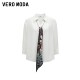 Vero Moda Shirt 24 Fall New Removable Chain Ribbon Cropped Sleeve Shirt Commuter 324331031