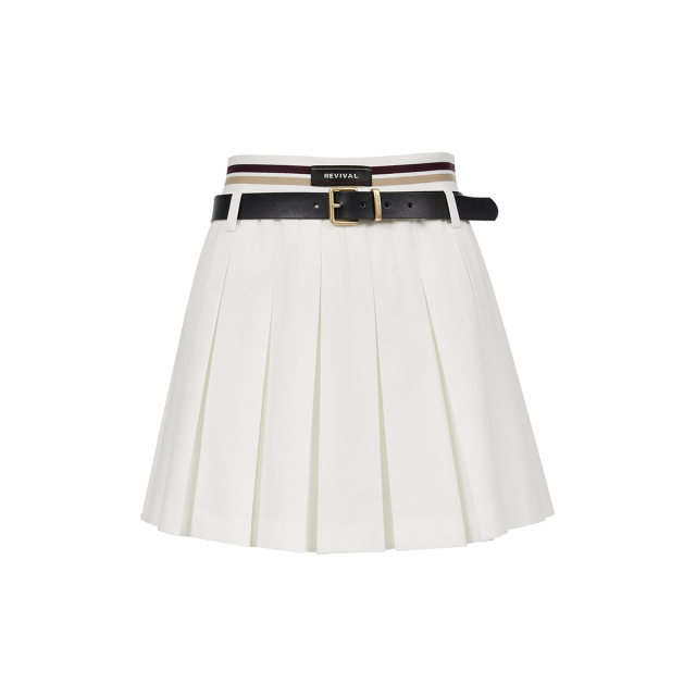 Vero Moda skirt 2025 summer new contrasting color waist-head pleated skirt 325216040