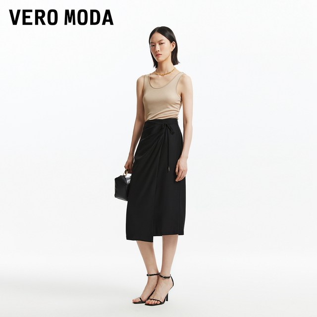 Vero Moda skirt 24 autumn new one-piece lace-up pleated long skirt fashionable long skirt 324316023