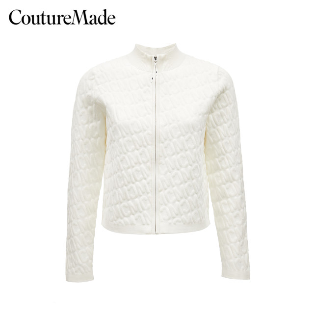 Vero Moda knitted cardigan spring casual three-dimensional letters half turtle neck zipper jacket for women 324124018