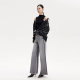 Vero Moda shirt 24 autumn holiday two pieces knitted imitation leather three-quarter sleeves spliced ​​half turtleneck lapel 324331009