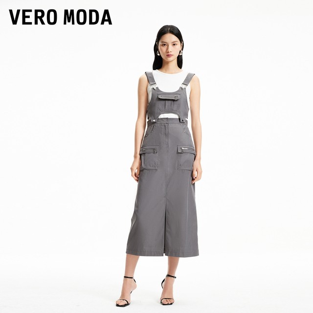 Ayama Vero Moda Dress 2025 Spring and Summer New Style Casual Street Style Removable Back Strap Zipper Pocket