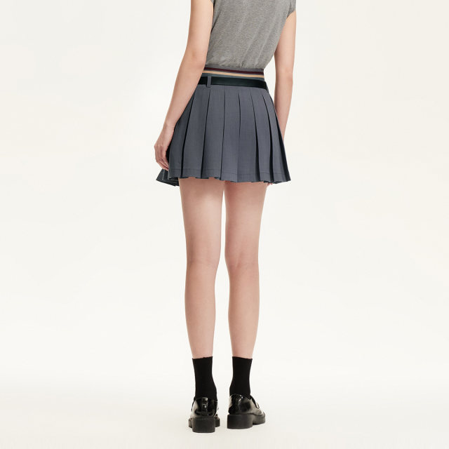 Vero Moda skirt 2025 summer new contrasting color waist-head pleated skirt 325216040