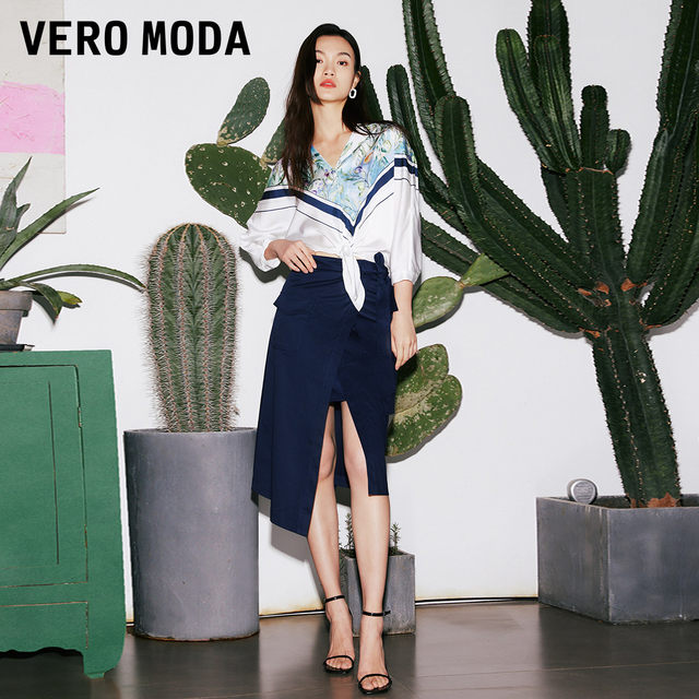 
tq尼尼尼文版 VeroModa skirt 2025 spring and summer mid-waist asymmetric mid-skirt commuting temperament casual and fashionable