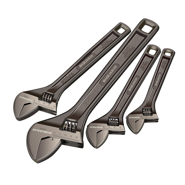 Baolian Black Nickel Movable Wrench Variable Multifunctional Industrial Grade Large Opening Plate Hand Household Special Wrench