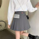 Wang Xinling's same tb pleated skirt with large size fat mm gray skirt for women in autumn and winter three-way bar A-line JK short skirt